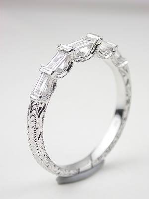 Wedding Ring with Baguette Cut Diamonds