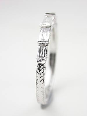 Wedding Ring with Baguette Cut Diamonds