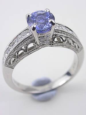 Vintage Style Sapphire Filigree Engagement Ring