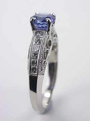 Vintage Style Sapphire Filigree Engagement Ring
