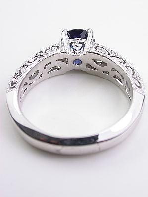 Filigree Engagement Ring with Blue Sapphire