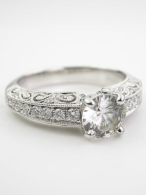 Filigree Engagement Ring with White Sapphire