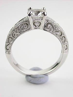 Filigree Engagement Ring with White Sapphire