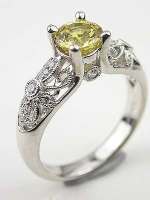 Yellow Sapphire Engagement Ring with Floral Design