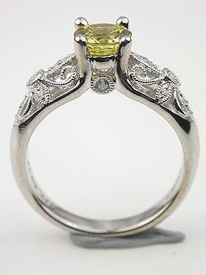 Yellow Sapphire Engagement Ring with Floral Design