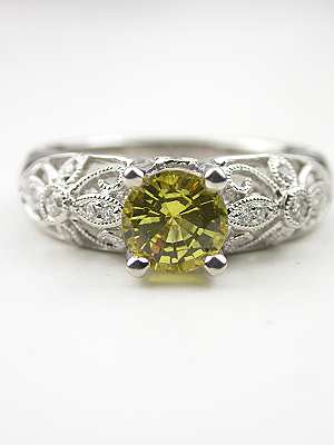 Yellow Sapphire Engagement Ring with Floral Design