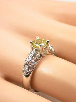 Yellow Sapphire Engagement Ring with Floral Design