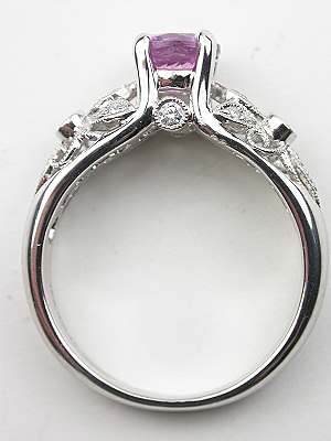 Pink Sapphire Engagement Ring with Floral Motif