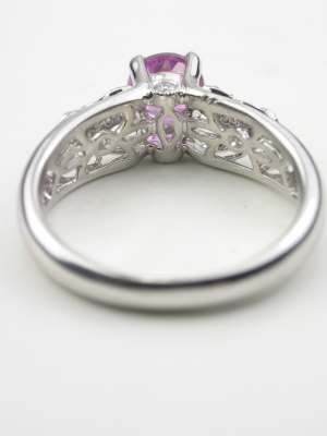 Pink Sapphire Engagement Ring with Floral Motif
