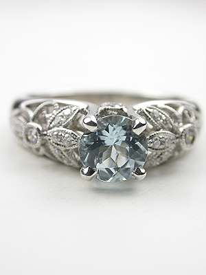 Aquamarine Engagement Ring with Pierced Motif