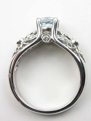 Aquamarine Engagement Ring with Pierced Motif