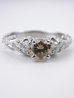 Swirling Champagne Diamond Engagement Ring