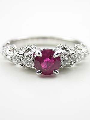 Swirling Ruby and Diamond Engagement Ring