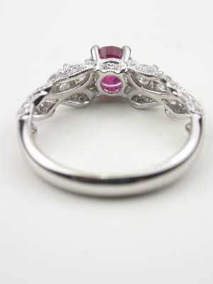 Swirling Ruby and Diamond Engagement Ring