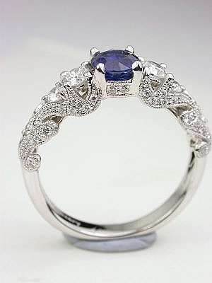 Swirling Blue Sapphire Engagement Ring