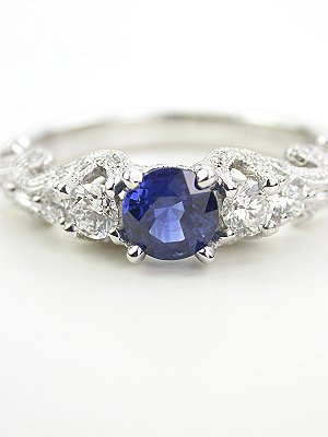 Swirling Blue Sapphire Engagement Ring