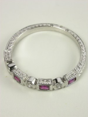 Ruby Wedding Ring with Leaf Design