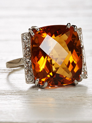 Classic Platinum Citrine Vintage Ring