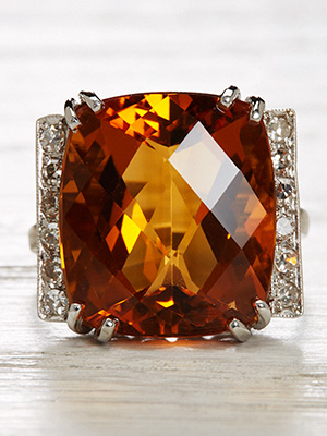 Classic Platinum Citrine Vintage Ring