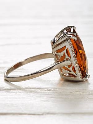 Classic Platinum Citrine Vintage Ring