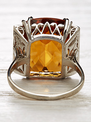 Classic Platinum Citrine Vintage Ring