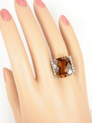 Classic Platinum Citrine Vintage Ring