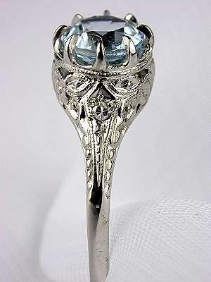 Edwardian Aquamarine Filigree Engagement Ring