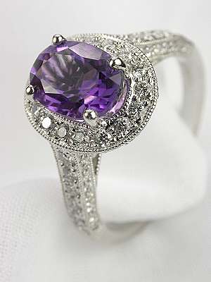 Antique Style Amethyst Engagement Ring