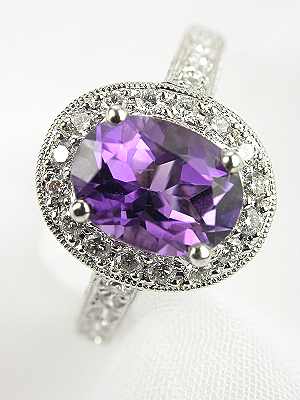 Antique Style Amethyst Engagement Ring