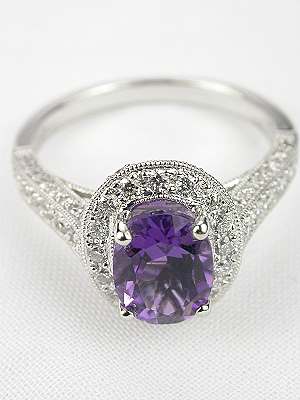 Antique Style Amethyst Engagement Ring