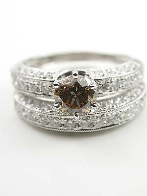 Antique Style Engagement and Wedding Rings Set