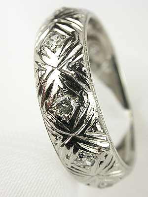 Antique Art Deco Filigree Wedding Ring