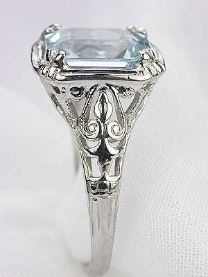 Emerald Cut Aquamarine Engagement Ring, RG-1918