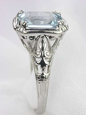 Emerald Cut Aquamarine Engagement Ring