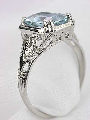 Emerald Cut Aquamarine Engagement Ring