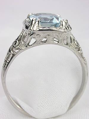 Emerald Cut Aquamarine Engagement Ring