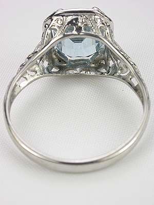 Emerald Cut Aquamarine Engagement Ring