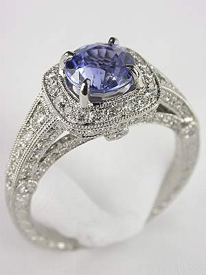 Sapphire Antique Style Engagement Ring