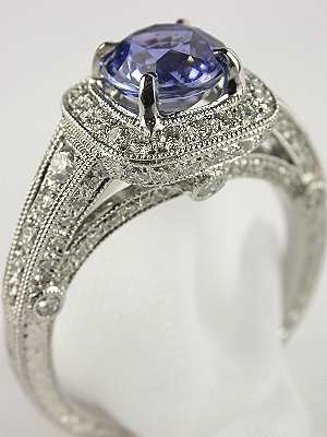 Sapphire Antique Style Engagement Ring