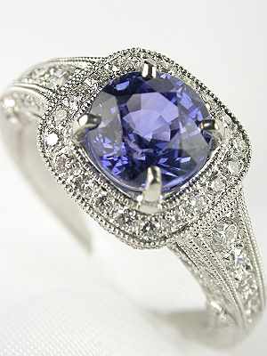 Sapphire Antique Style Engagement Ring