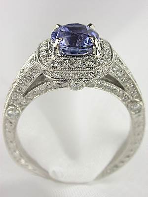 Sapphire Antique Style Engagement Ring