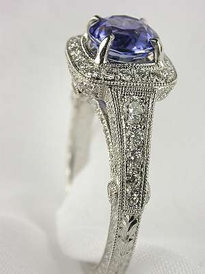 Sapphire Antique Style Engagement Ring