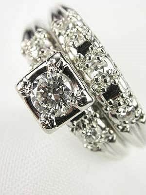 1950s Diamond Wedding Ring Set, RG-1944