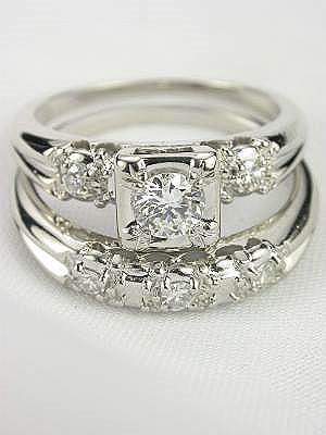 1950s Diamond Wedding Ring Set