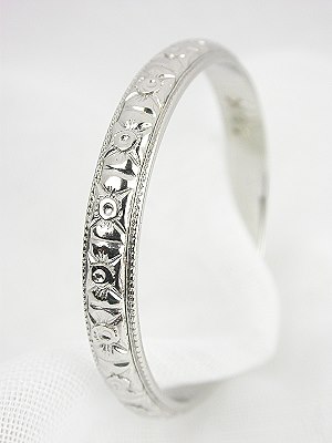 Wedding Band with Orange Blossom Design