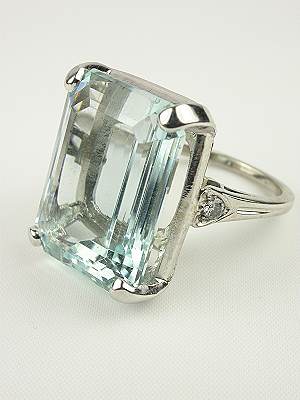 Emerald Cut Aquamarine Engagement Ring