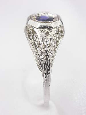 Antique Style Art Deco Sapphire Engagement Ring