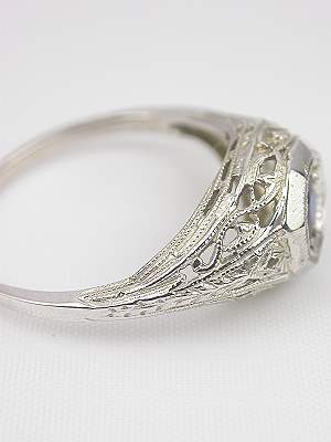 Antique Style Art Deco Sapphire Engagement Ring