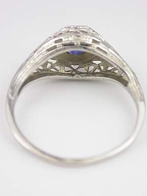 Antique Style Art Deco Sapphire Engagement Ring