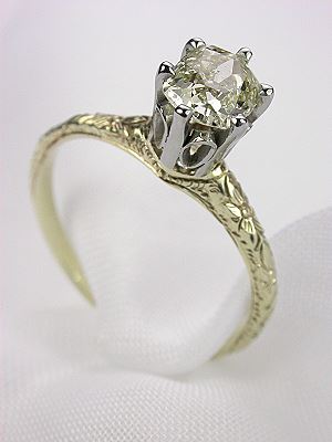 Engagement Ring with Old Mine Cut Diamond
